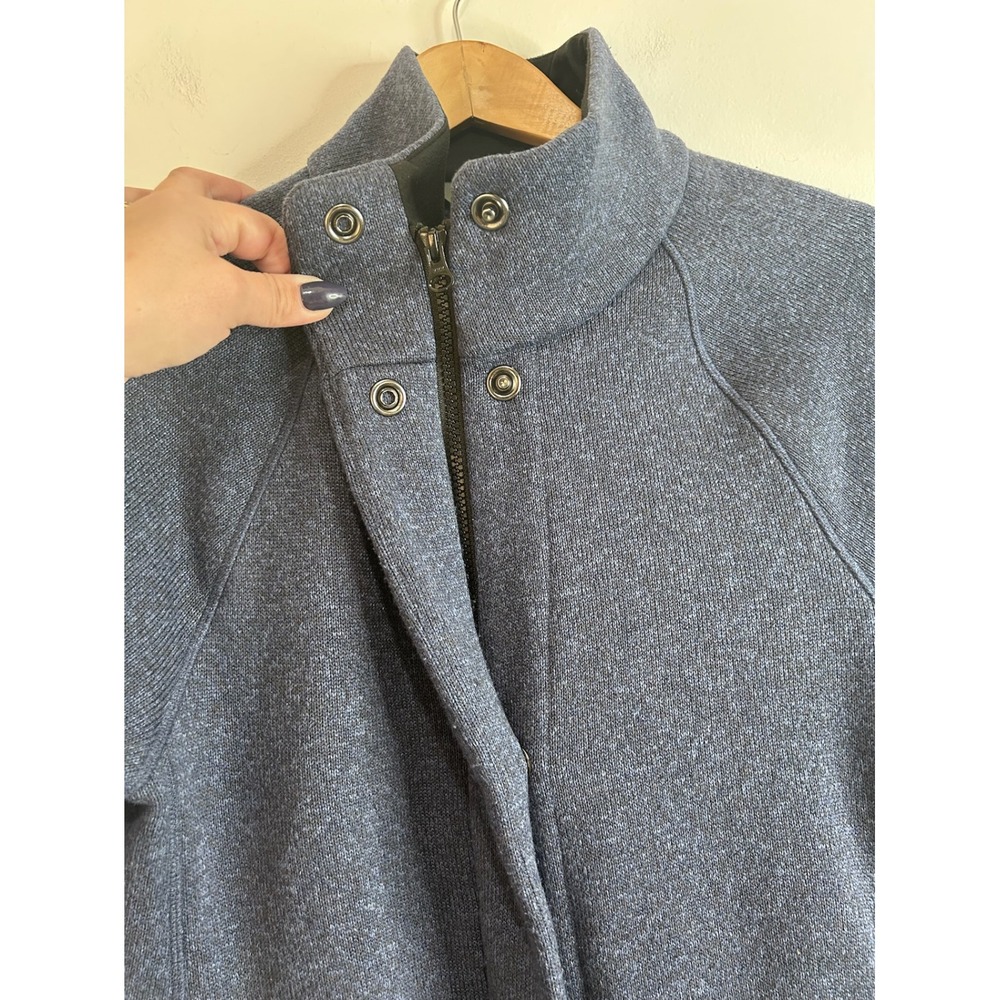 Title Nine Womens Gray Blue‎ Full Zip Fleece Sweatshirt Funnel Neck Jacket Small - Picture 2 of 9